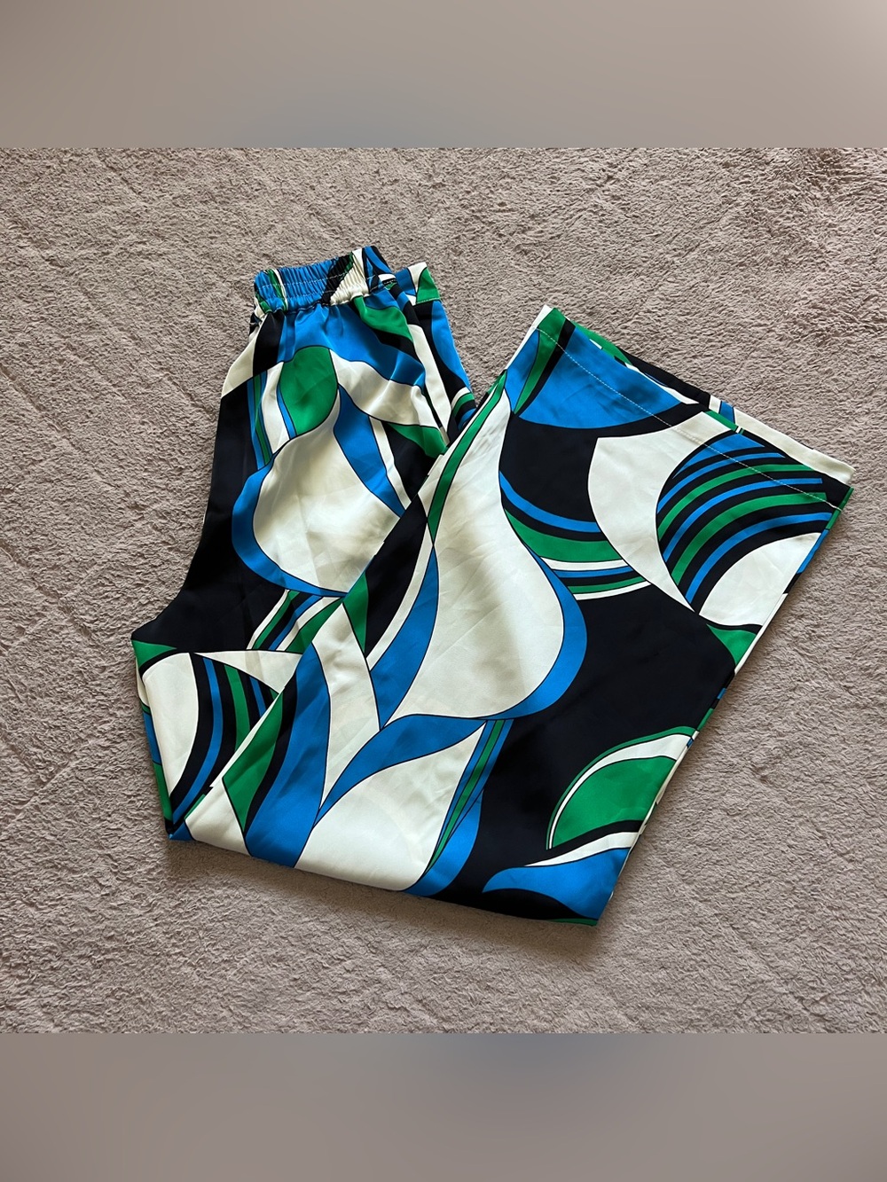 House of Harlow Abstract Swirl Pants Retro Geo Whimsical Wide Leg Palazzo Sz XS